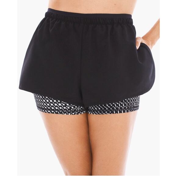 Miraclesuit Other - Miraclesuit Women's Black Layered Contrast Lining Swim Shorts Large